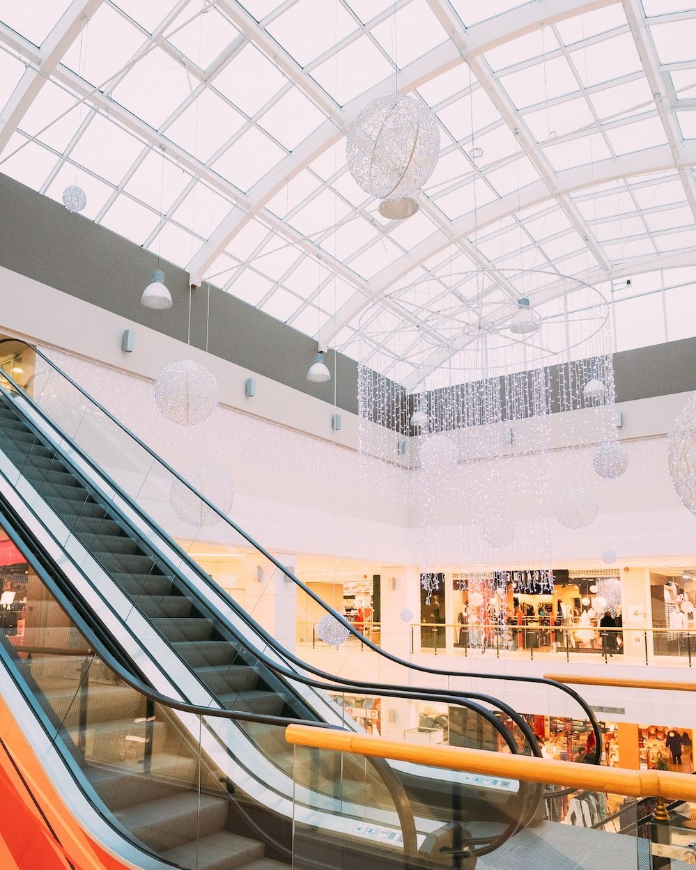 Escalator In Modern Shopping Mall Shopping Centre.