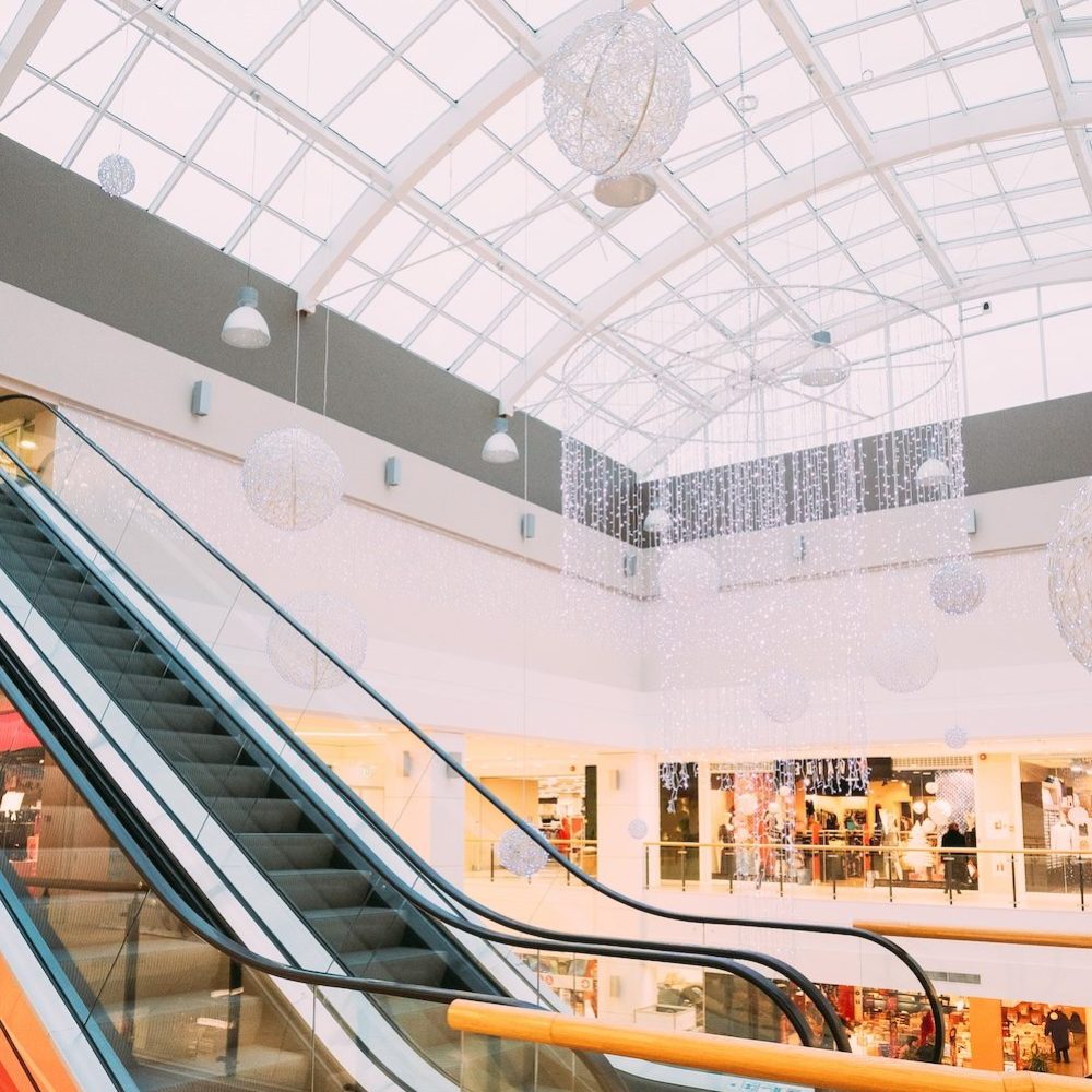 Escalator In Modern Shopping Mall Shopping Centre.
